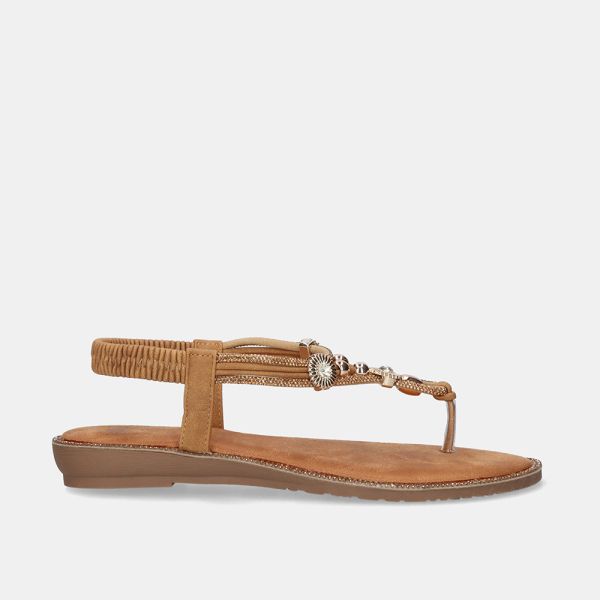 SANDÁLIA RASA EXÉ 8013-5 STRASS CASTANHA