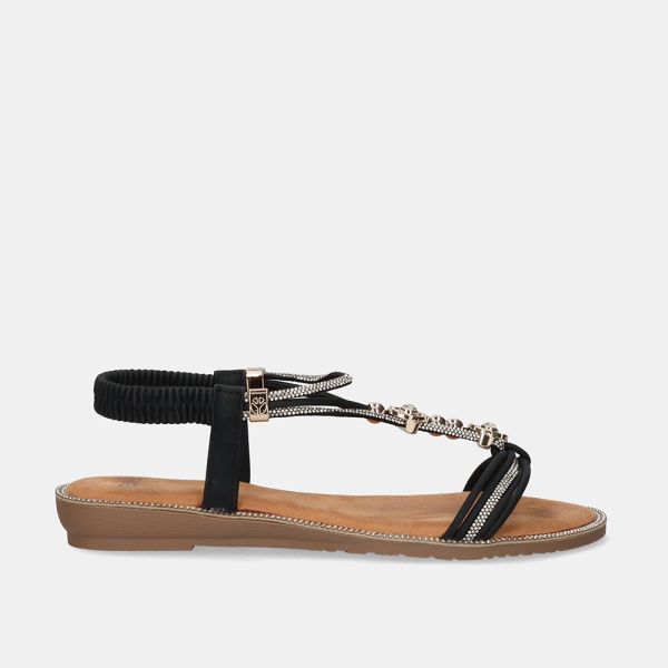 SANDÁLIA RASA EXÉ 8013-7 STRASS PRETO