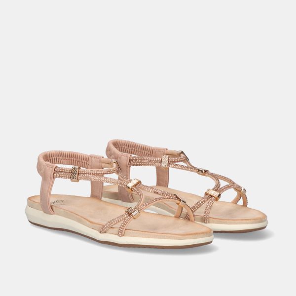 EXÉ COMFORT SANDÁLIAS BZX63164-RR2 STRASS OURO ROSA