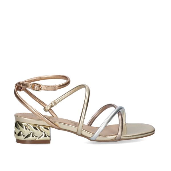 SANDÁLIA DE SALTO BAIXO KATY-299 METALLIC OURO PRATA