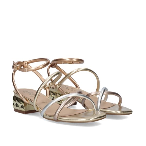 SANDÁLIA DE SALTO BAIXO KATY-299 METALLIC OURO PRATA