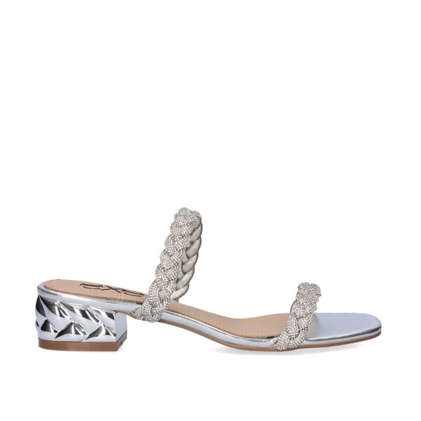 NOVO SANDÁLIA DE SALTO BAIXO KATY-411 STRASS PRATA