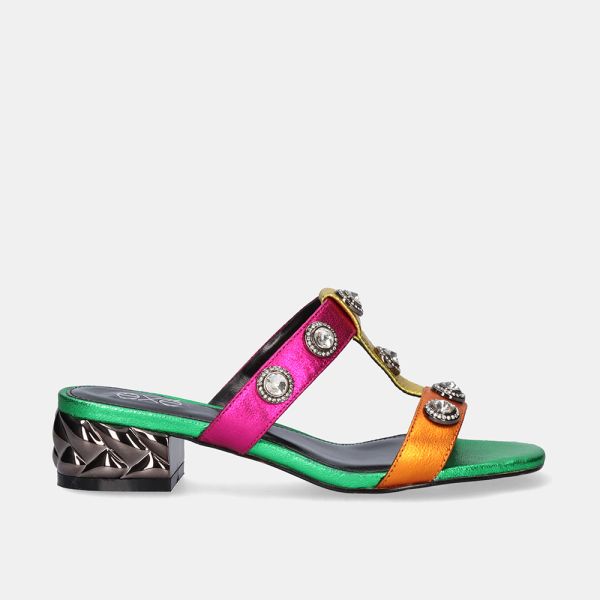 SANDÁLIA DE SALTO BAIXO KATY-414 METALLIC MULTICOLOR
