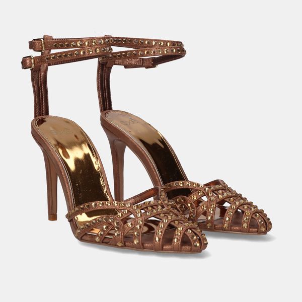 SANDÁLIAS ESTILO STILETTO KRISTI-343 STRASS BRONZE