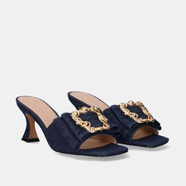 SANDÁLIA DE SALTO BAIXO LUCIA-190 JEANS AZUL