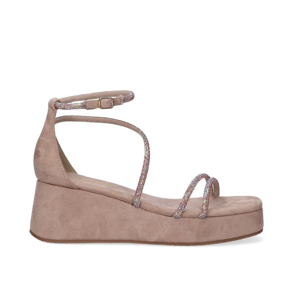SANDÁLIA PLATAFORMA MANDY-974 STRASS TAUPE