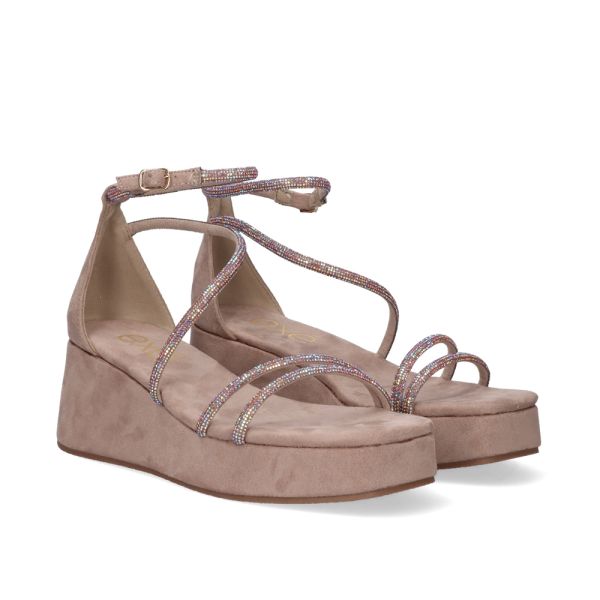 SANDÁLIA PLATAFORMA MANDY-974 STRASS TAUPE