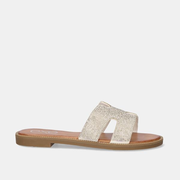 SANDÁLIA RASA EXÉ P3374-700 STRASS PRATA