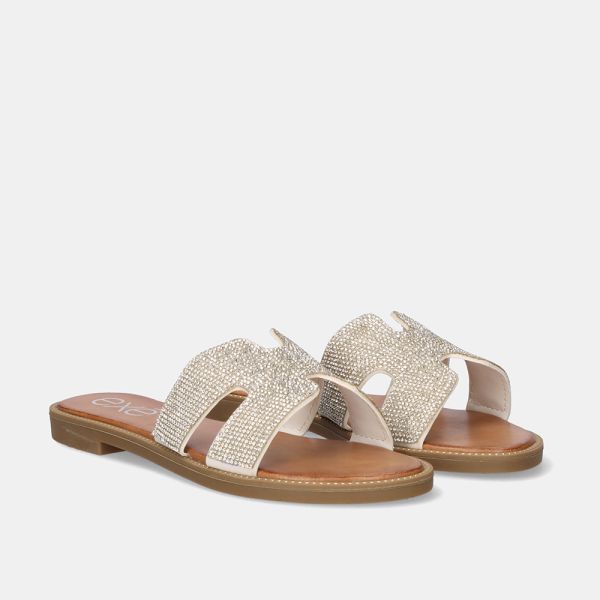 SANDÁLIA RASA EXÉ P3374-700 STRASS PRATA