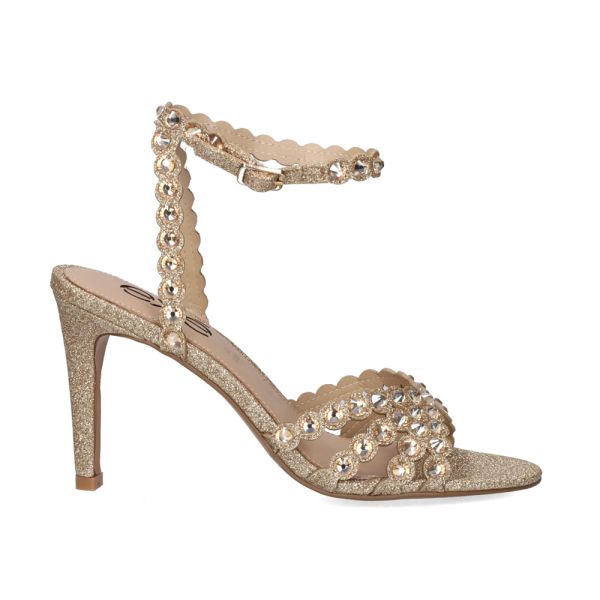 SANDÁLIA DE SALTO REBECA-376 GLITTER OURO