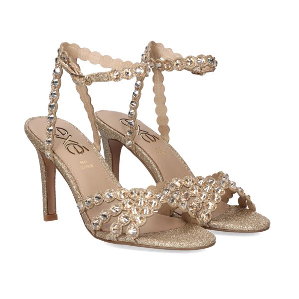 SANDÁLIA DE SALTO REBECA-376 GLITTER OURO