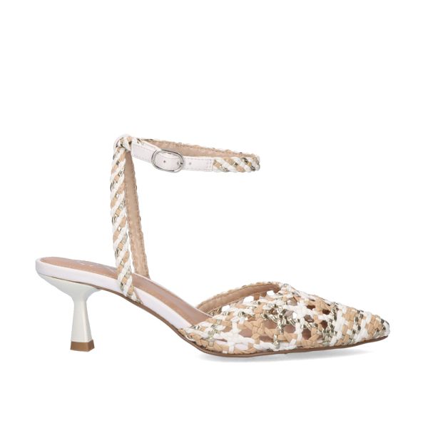 SANDÁLIA DE SALTO EXÉ SELENA-802 BEIGE BRANCO