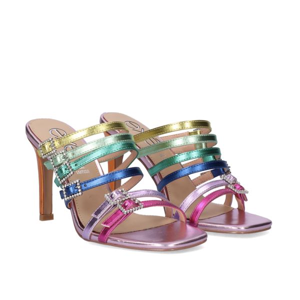 SANDÁLIA DE SALTO EXÉ VICTORIA -343 METALIC MULTICOLOR